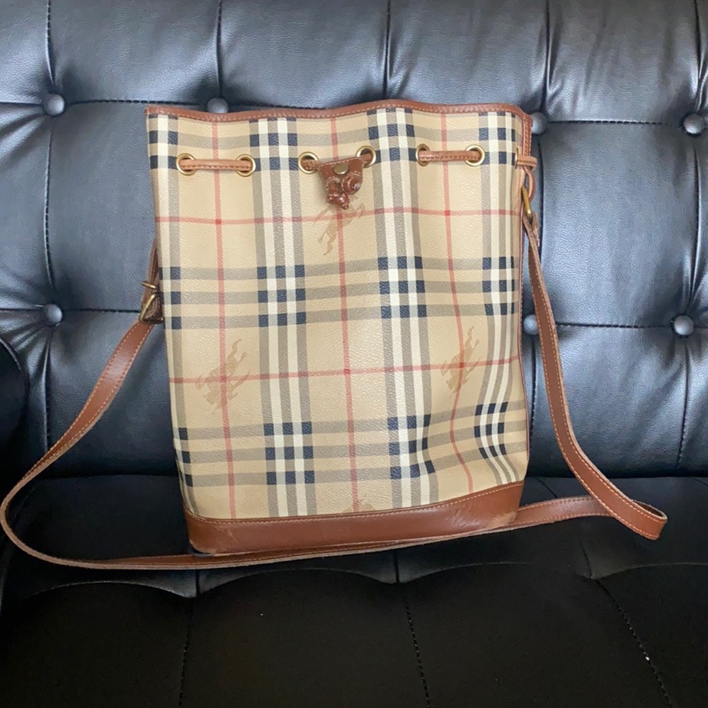 Vintage Burberry Haymarket Bucket Bag